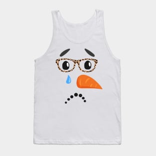 sad snowman carrot nose eyelashes leopard glasses Tank Top